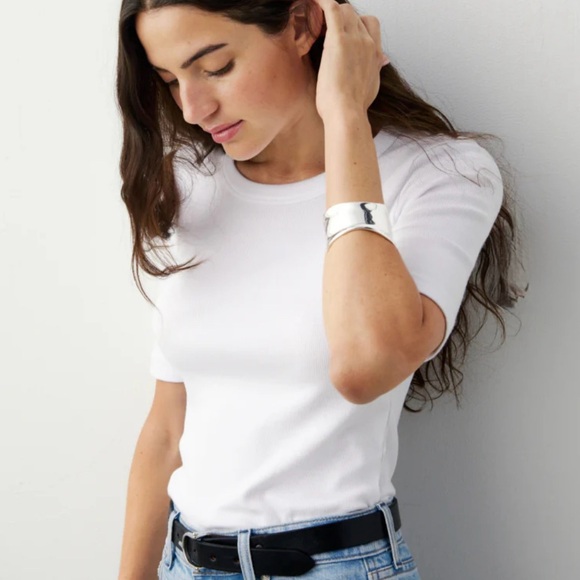 AYR Tops - AYR Ribbed Crew Neck Tee in White